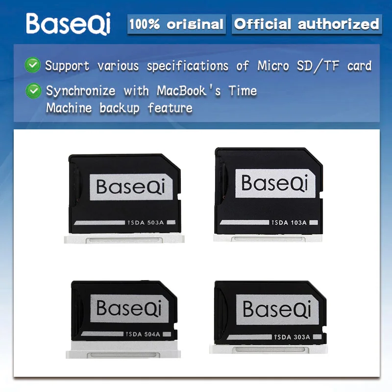 BaseQi алюминиевый Micro SD/tf-адаптер для расширения памяти SD кардридер Macbook Pro retina 13