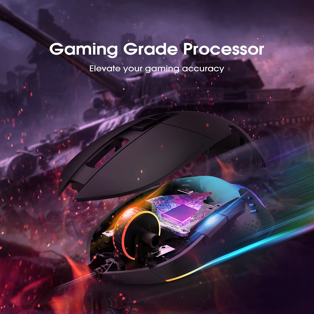 VicTsing PC308 Gaming Mouse RGB Backlit Ergonomic Wired Computer Mice with 7 Programmable Buttons 8000DPI for PC Laptop Mac Game
VicTsing PC308 Gaming Mouse RGB Backlit Ergonomic Wired Computer Mice with 7 Programmable Buttons 8000DPI for PC Laptop Mac Game