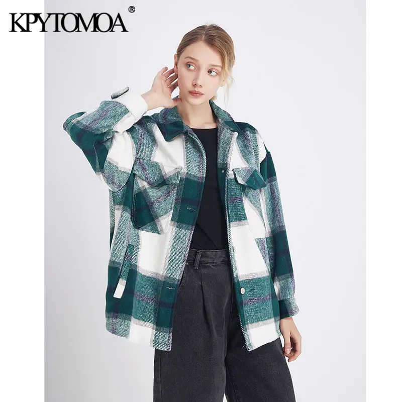 Vintage Stylish Pockets Oversized Plaid Jacket Coat Women 2020 Fashion Lapel Collar Long Sleeve Loose Outerwear Chic Tops 
Vintage Stylish Pockets Oversized Plaid Jacket Coat Women 2020 Fashion Lapel Collar Long Sleeve Loose Outerwear Chic Tops