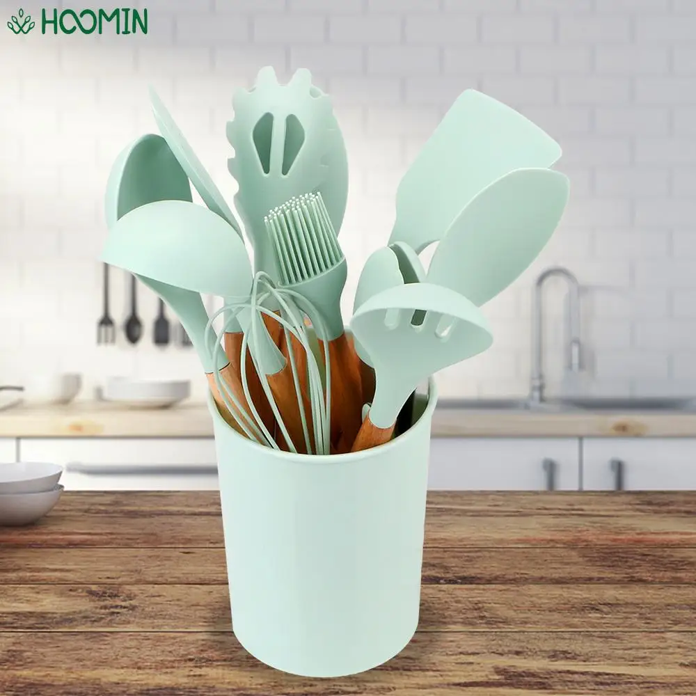 12Pcs/set Wooden Handle Silicone Cooking Tools Nonstick Spatula Kitchenware Set Kitchen Utensil Set Household Accessories
12Pcs/set Wooden Handle Silicone Cooking Tools Nonstick Spatula Kitchenware Set Kitchen Utensil Set Household Accessories