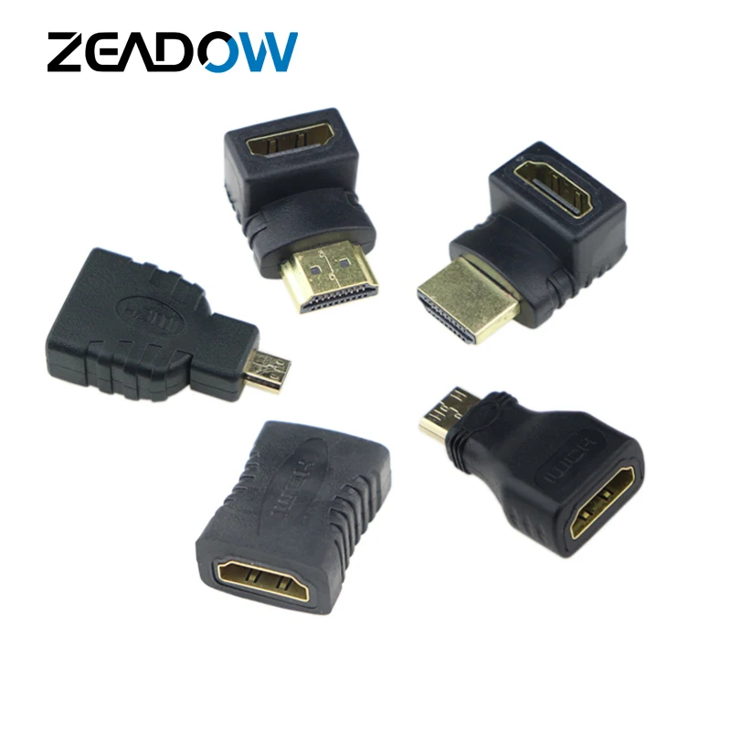 Конвертер HDMI Mini Micro Кабель-адаптер 90/270 градусов M/F в F/F Micro-HDMI штекер-гнездо |