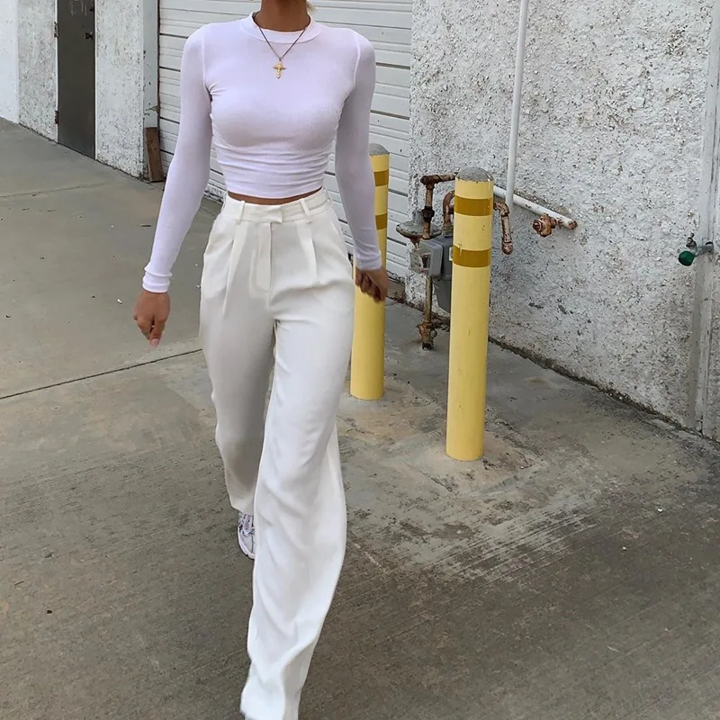 Women Spring White Trousers Elegant High Waist Female Chic Suit Pants Wide Leg Vintage Loose Palazzo Pants For Work Streetwear
Women Spring White Trousers Elegant High Waist Female Chic Suit Pants Wide Leg Vintage Loose Palazzo Pants For Work Streetwear