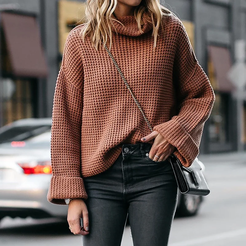 2020 Autumn and Winter New Fashion High Neck Loose Sweater Jumper Casual Knitted Pull Snake Solid Long Sleeve Sweater
2020 Autumn and Winter New Fashion High Neck Loose Sweater Jumper Casual Knitted Pull Snake Solid Long Sleeve Sweater