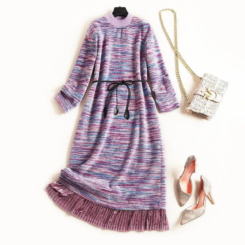 Female Autumn Winter Dress Women 2019 New Clothes Long Sleeve Velvet Patchwork loose Knitting Sweater Dress Casual Vestidos
Female Autumn Winter Dress Women 2019 New Clothes Long Sleeve Velvet Patchwork loose Knitting Sweater Dress Casual Vestidos