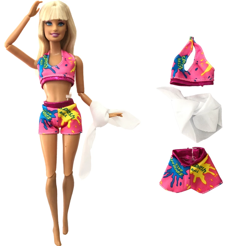 Фото Кукла Принцесса NK Модный купальник бикини топ + шорты шаль пляжная одежда для