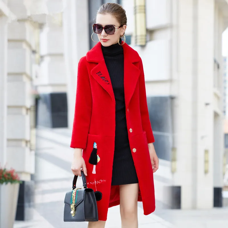 Fashion Natural Sheep Shearling Coat Female Winter Warm Real Fur Coats Long Wool Jackets For Women Overcoat P705
Fashion Natural Sheep Shearling Coat Female Winter Warm Real Fur Coats Long Wool Jackets For Women Overcoat P705