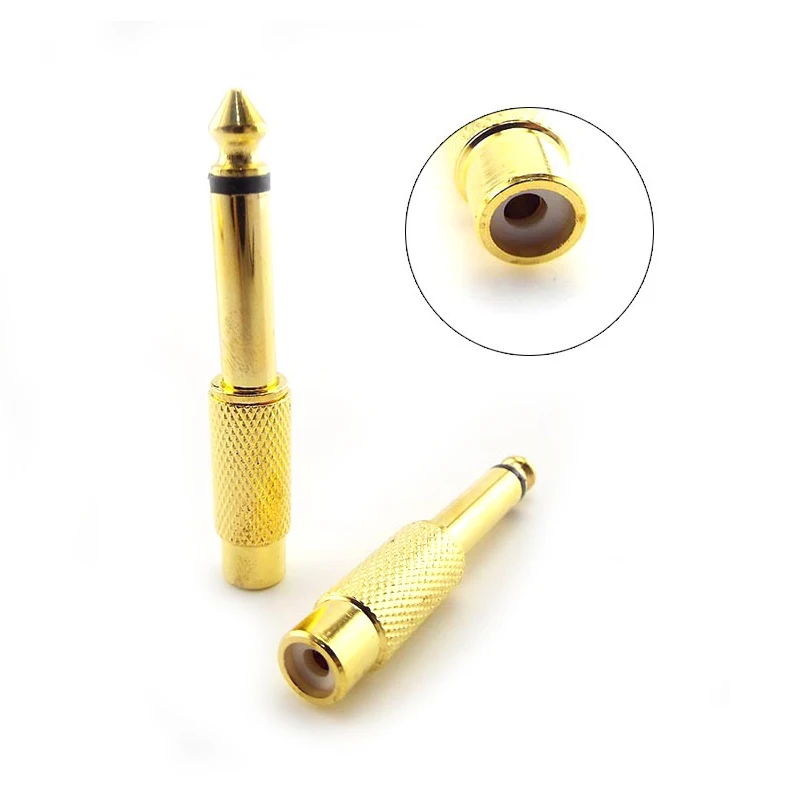 2pcs 6.35mm 1/4" Male Mono Plug Audio Adapter to RCA Female 6.5mm to AV Jack Golden Connector TS For Home KTV
2pcs 6.35mm 1/4" Male Mono Plug Audio Adapter to RCA Female 6.5mm to AV Jack Golden Connector TS For Home KTV