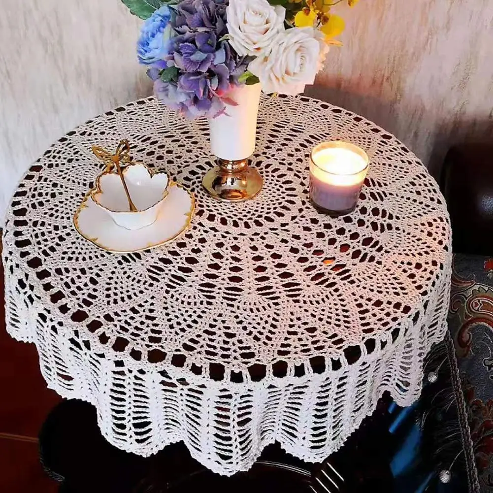 Round Handmade Crochet Tablecloth Lace Hollow Tablecover Pad For Patio Kitchen Dining Room Party Wedding Decoration
Round Handmade Crochet Tablecloth Lace Hollow Tablecover Pad For Patio Kitchen Dining Room Party Wedding Decoration