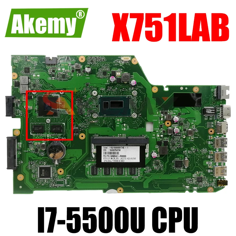 X751LAB MAIN_BD._ 4G/I7-5500U материнская плата REV 2,5 для ASUS X751L X751LAB R752L R752LD R752LN X751LD X751LJ DDR3 материнская плата для ноутбука
X751LAB MAIN_BD._ 4G/I7-5500U материнская плата REV 2,5 для ASUS X751L X751LAB R752L R752LD R752LN X751LD X751LJ DDR3 материнская плата для ноутбука
