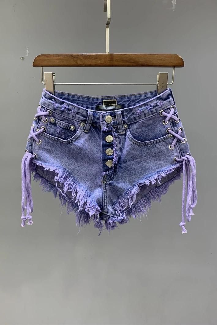 2021 New Summer High Waist Jeans Shorts Women Slimming Frayed Woman Purple Denim Shorts Side Strap Sexy Hot Pants Female Jeans
2021 New Summer High Waist Jeans Shorts Women Slimming Frayed Woman Purple Denim Shorts Side Strap Sexy Hot Pants Female Jeans