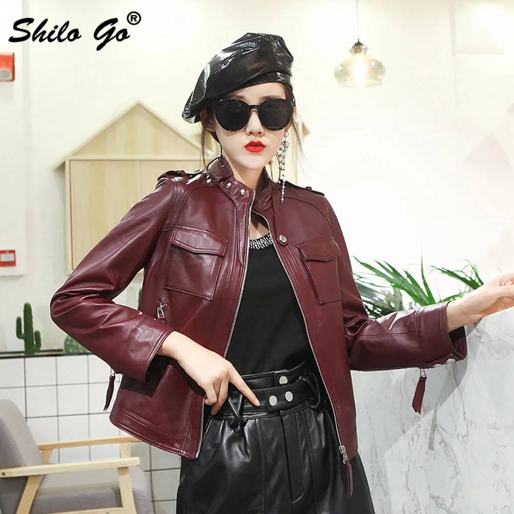 Streetwear Stand Collar Buttons Detail Pockets Front Slim Solid Jacket Women Safari Style Genuine Leather Coat Sheepskin Outwear
Streetwear Stand Collar Buttons Detail Pockets Front Slim Solid Jacket Women Safari Style Genuine Leather Coat Sheepskin Outwear