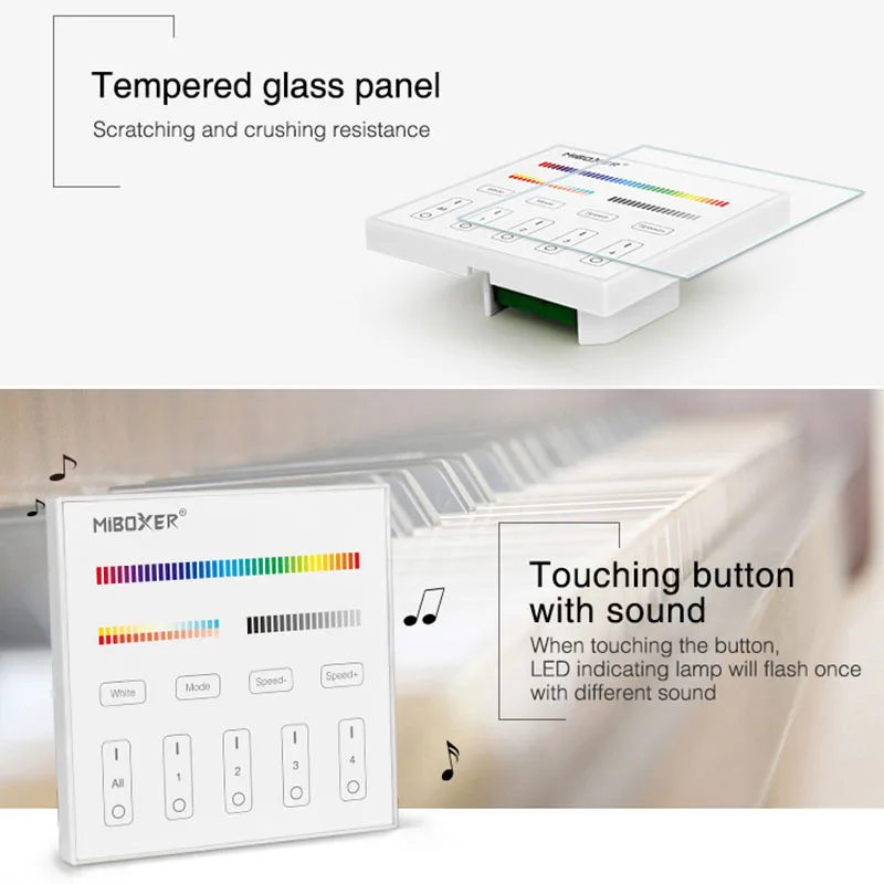 Miboxer Light Bulb Wall Switch 86 sty Touch Panel AC 110V 220V Single color/CT/RGB/RGBW/RGB CCT LED Strip Controller
Miboxer Light Bulb Wall Switch 86 sty Touch Panel AC 110V 220V Single color/CT/RGB/RGBW/RGB CCT LED Strip Controller