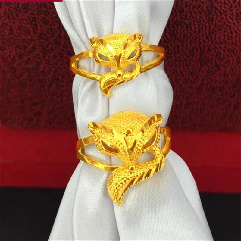 Модное маленькое и большое женское кольцо из лисьего сплава золотого цвета без