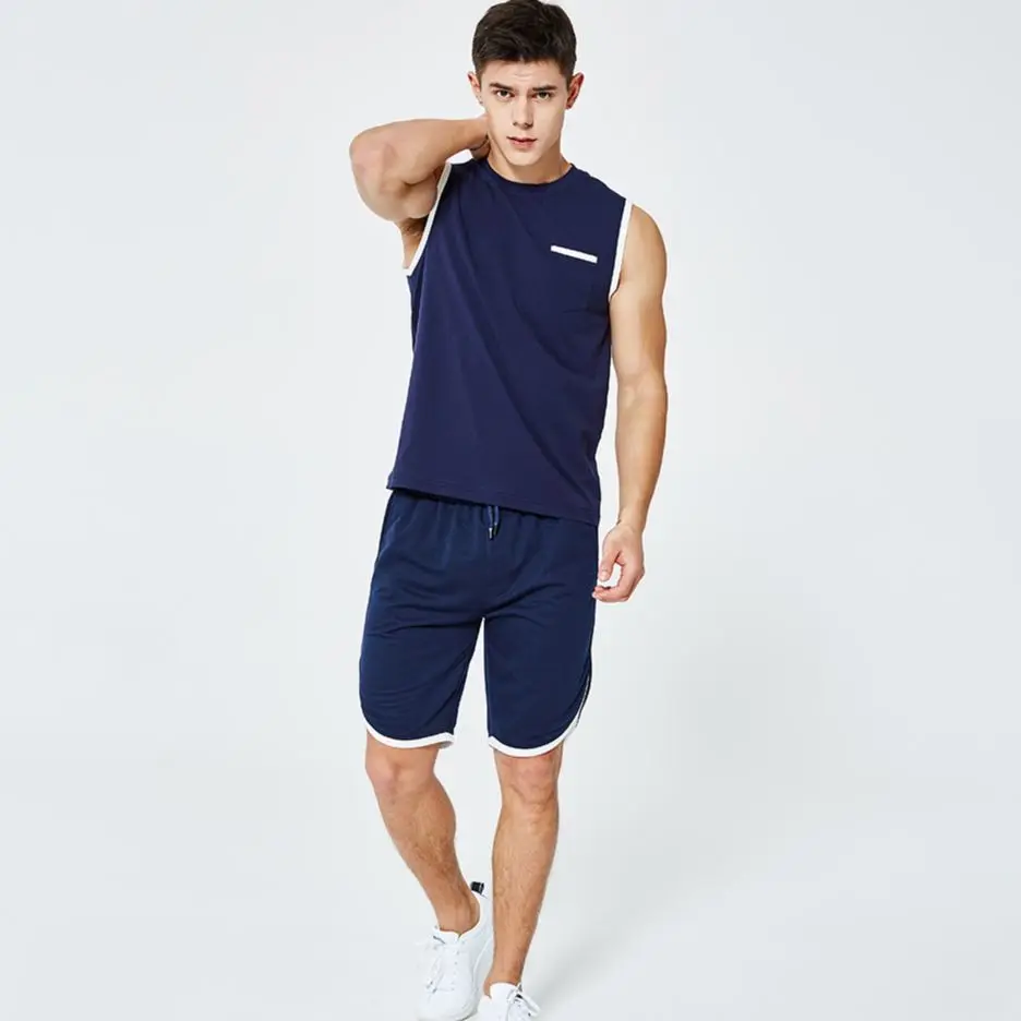 2021 Men Spring and Summer Sports Cuffs Contrast Color Sleeveless Small Pocket Vest Five-Point Pants Sportswear Suit
2021 Men Spring and Summer Sports Cuffs Contrast Color Sleeveless Small Pocket Vest Five-Point Pants Sportswear Suit