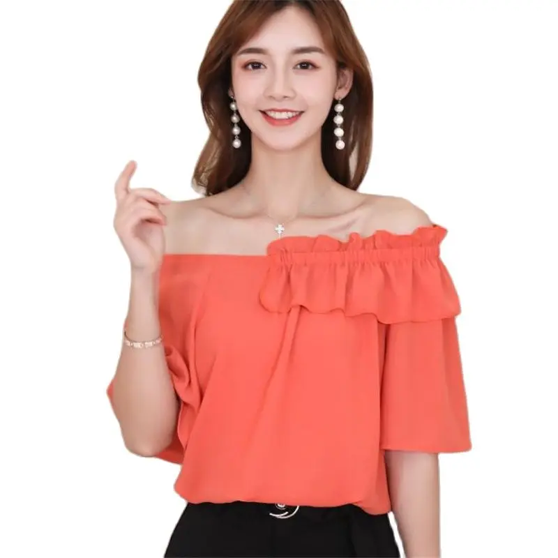 Свободные рубашки, женская летняя рубашка большого размера с оборками и воротником-лодочкой, Женская Просторная блузка с узором, топ, женск... 
Свободные рубашки, женская летняя рубашка большого размера с оборками и воротником-лодочкой, Женская Просторная блузка с узором, топ, женск...