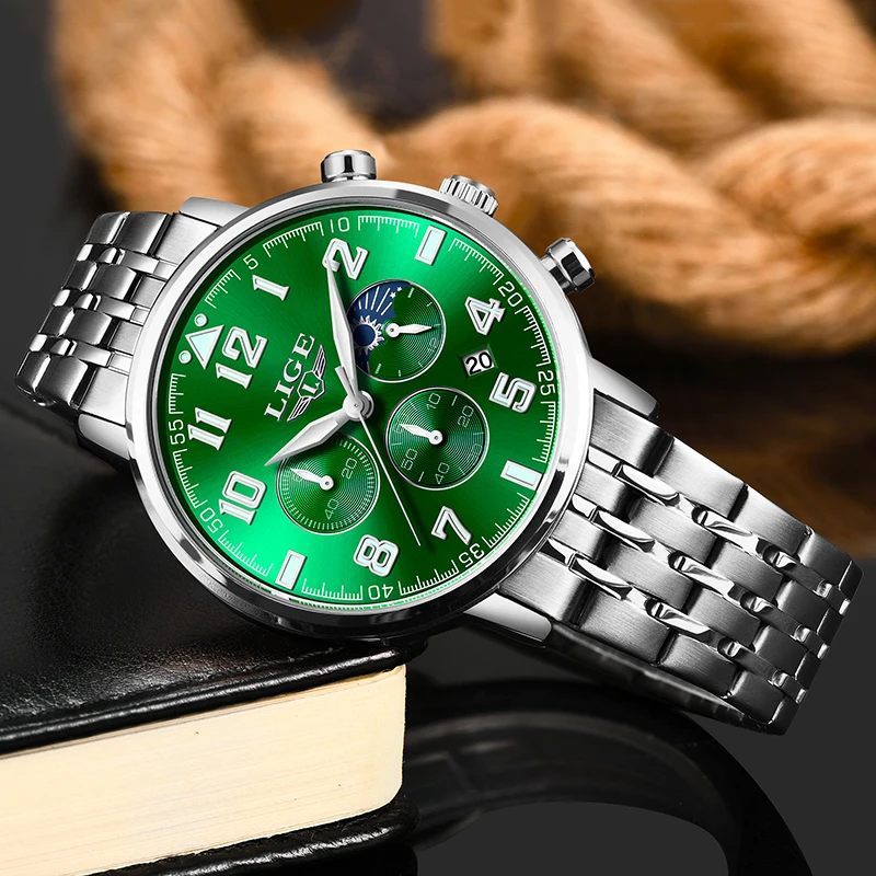 LIGE New Green Water Ghost Watch Men Chronograph Men Sport Watch Waterproof Full Steel Quartz Men Watches Relogio Masculino+Box
LIGE New Green Water Ghost Watch Men Chronograph Men Sport Watch Waterproof Full Steel Quartz Men Watches Relogio Masculino+Box