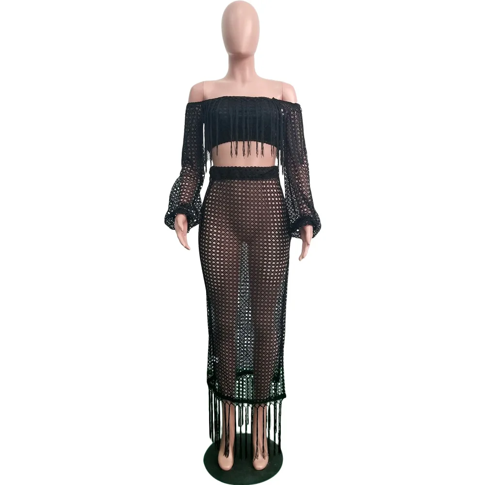 New women sets beach tassel splicing top side split maxi skirt suit two piece set dress
New women sets beach tassel splicing top side split maxi skirt suit two piece set dress