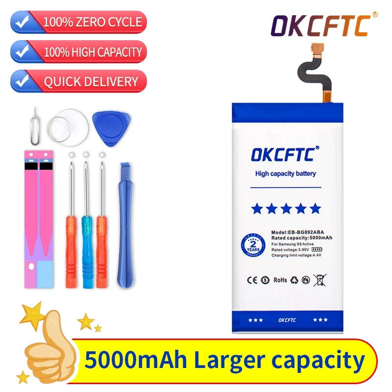 OKCFTC Original Replacement Battery EB-BG892ABA For Samsung Galaxy S8 Active Authentic Phone battery 5000mAh 
OKCFTC Original Replacement Battery EB-BG892ABA For Samsung Galaxy S8 Active Authentic Phone battery 5000mAh
