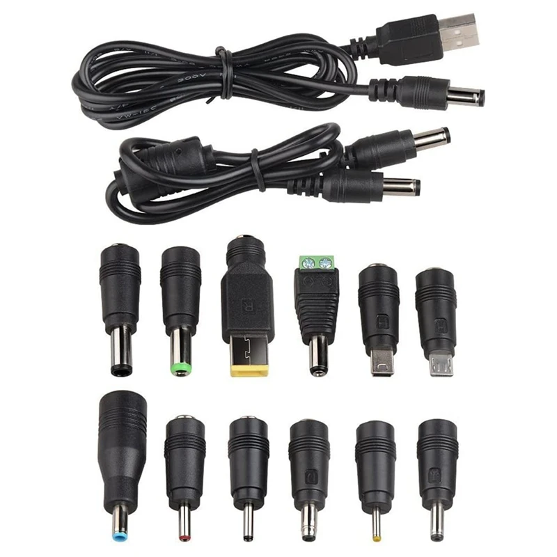 New DC Famale 5.5x2.1mm Jack to 12 Plugs with 2 Male to Male Cables for Notebook Laptop AC Power Charger Adapter
New DC Famale 5.5x2.1mm Jack to 12 Plugs with 2 Male to Male Cables for Notebook Laptop AC Power Charger Adapter