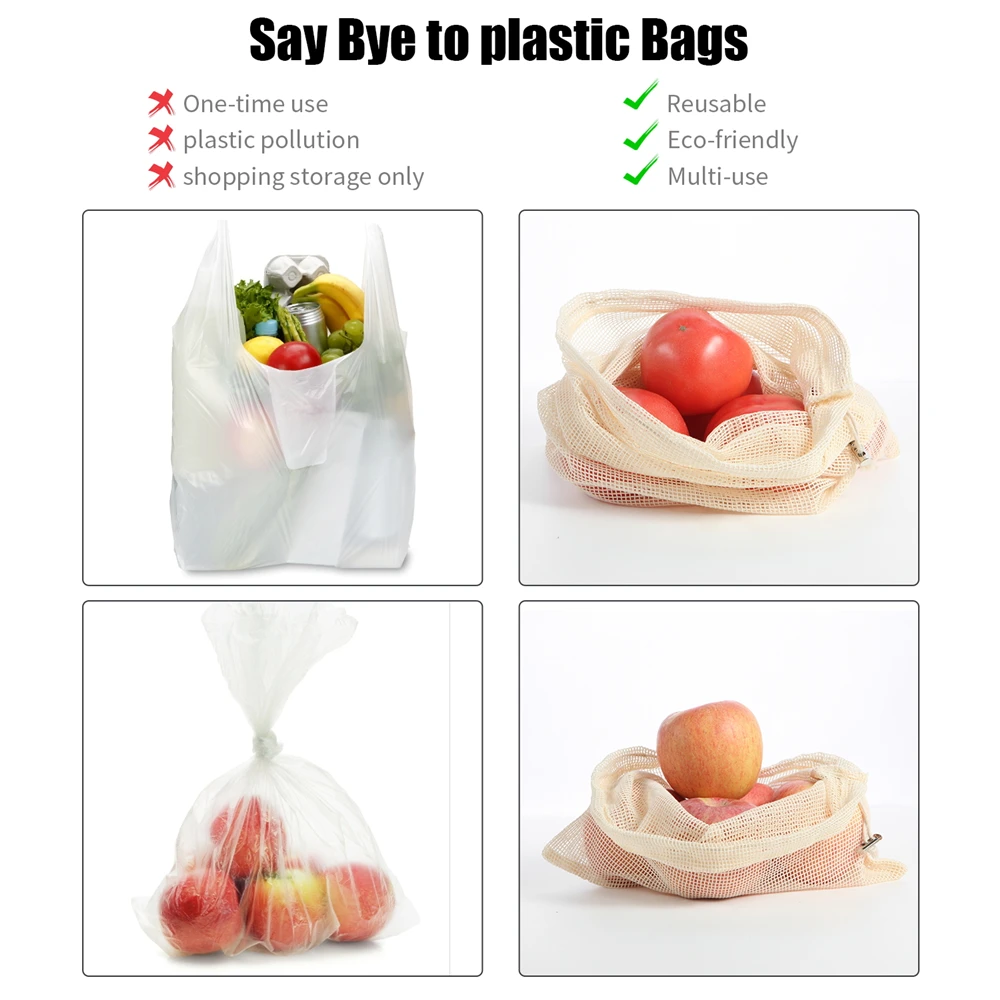 Organic Cotton Mesh Bag Reusable Mesh Produce Bags Eco-friendly Vegetable Fruit Shopping Bag with Drawstring
Organic Cotton Mesh Bag Reusable Mesh Produce Bags Eco-friendly Vegetable Fruit Shopping Bag with Drawstring