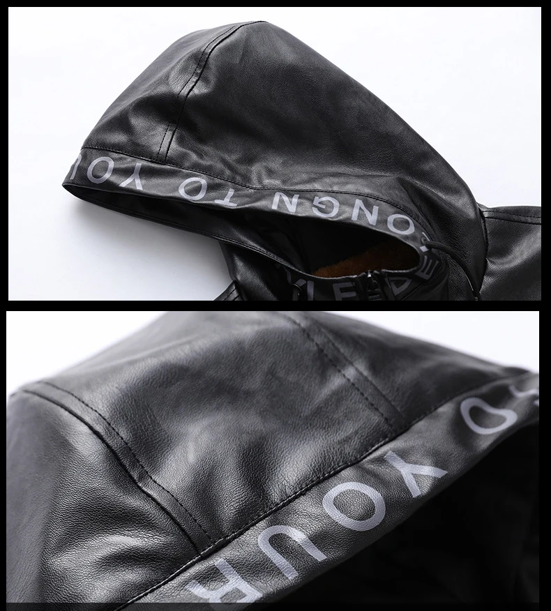 2020 New Design Motorcycle Bomber Leather Jacket Men Autumn Turn-down Collar Slim Fit Male Hooded Jacket Coats Plus Size M-4XL
2020 New Design Motorcycle Bomber Leather Jacket Men Autumn Turn-down Collar Slim Fit Male Hooded Jacket Coats Plus Size M-4XL
