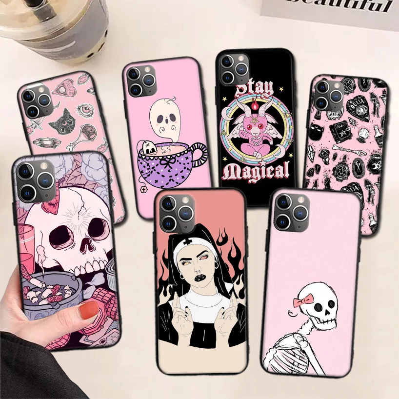 Pink Cat Skull Sorceress Witch Black Phone Case For Apple iPhone 11 13 Pro Max 12 Mini X XS XR 7 Plus 6 6S 8 + SE 5S Pattern
Pink Cat Skull Sorceress Witch Black Phone Case For Apple iPhone 11 13 Pro Max 12 Mini X XS XR 7 Plus 6 6S 8 + SE 5S Pattern