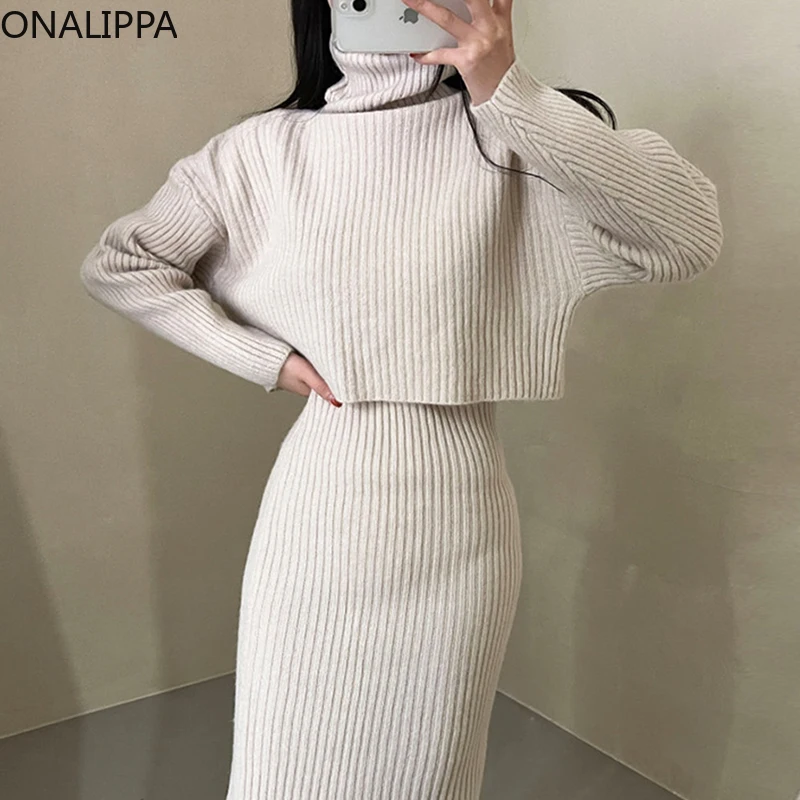 Onalippa Women Sweater Dress Suit Autumn Winter French Temperament High Neck Short Shawl Pullover Slim Mid-length Knit Dresses
Onalippa Women Sweater Dress Suit Autumn Winter French Temperament High Neck Short Shawl Pullover Slim Mid-length Knit Dresses