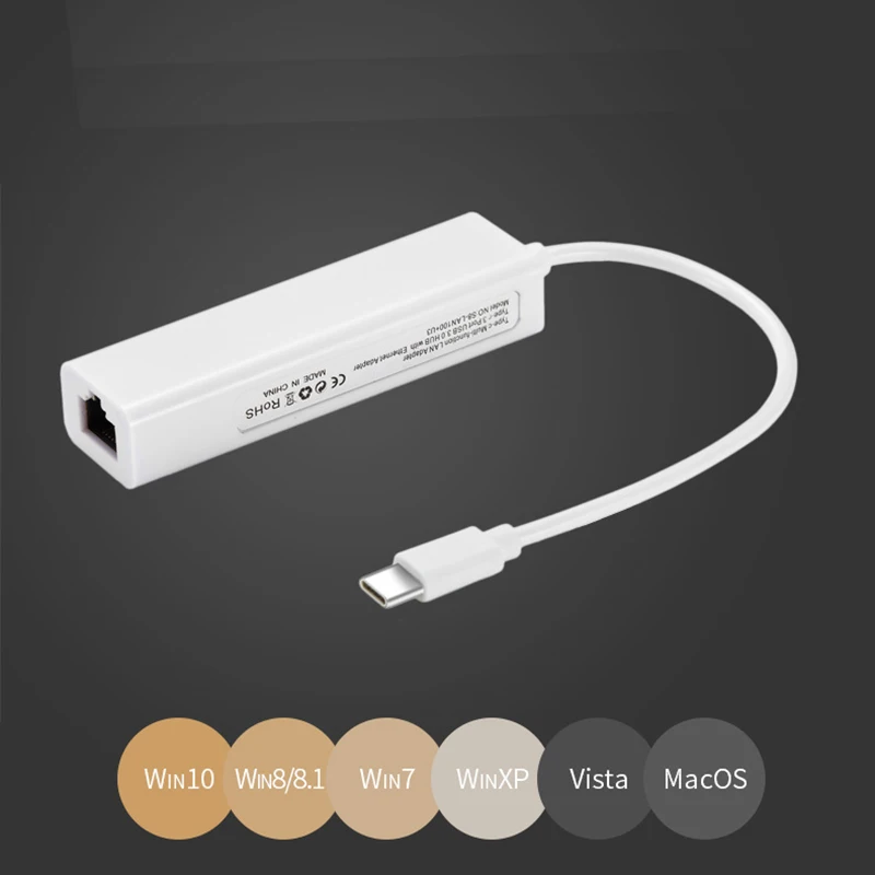 Сетевой адаптер USB Type-C Micro rj45 Ethernet сетевой с несколькими 3 портами