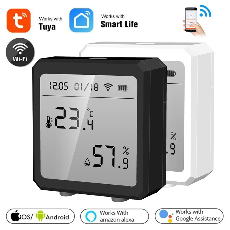 Датчик температуры и влажности Tuya Wi-Fi комнатный гигрометр термометр детектор