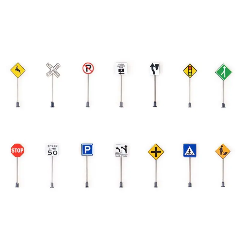 14pcs/set 1/87 Scale Model Mini Traffic Signs Building Sand Table Model Decor a good gift for model enthusiasts
14pcs/set 1/87 Scale Model Mini Traffic Signs Building Sand Table Model Decor a good gift for model enthusiasts