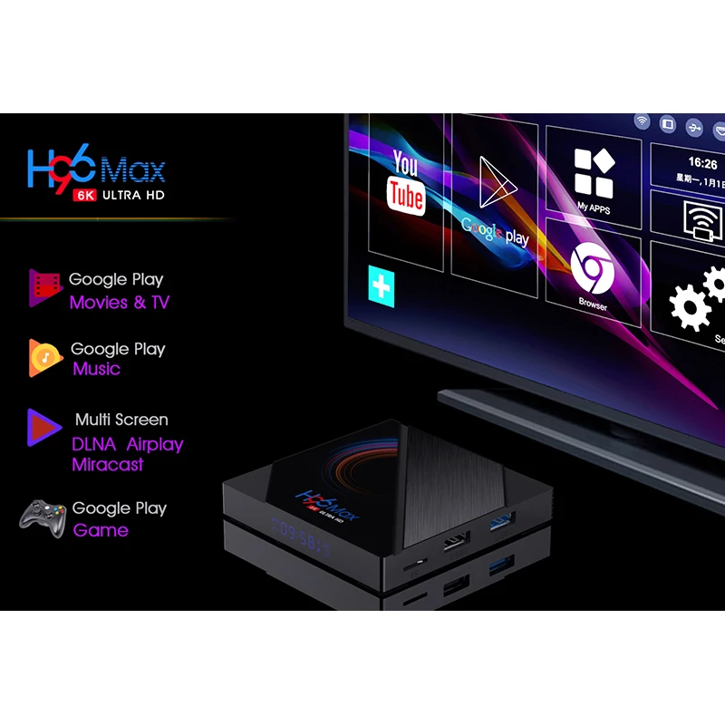 2020 H96 MAX H616 Android 10 TV Box 6K 3D Youtube Media Player 2.4G/5G Wifi 4G 64G Quad Core Smart Android TV Box TV Box 
2020 H96 MAX H616 Android 10 TV Box 6K 3D Youtube Media Player 2.4G/5G Wifi 4G 64G Quad Core Smart Android TV Box TV Box