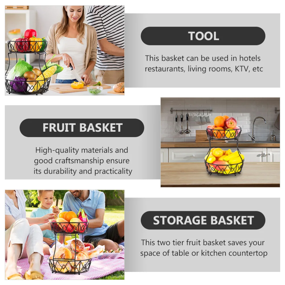 1Pc 2 Tier Fruit Basket Practical Vegetable Organizer Durable Fruit Stand Holder
1Pc 2 Tier Fruit Basket Practical Vegetable Organizer Durable Fruit Stand Holder