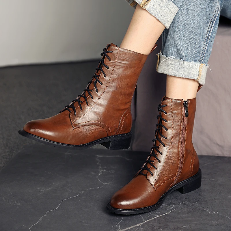 2020 Autumn Winter Boots Women Lace Up Zipper Fashion High Quality Motorcycle Combat Boots for Women Comfort Square Shoes 43
2020 Autumn Winter Boots Women Lace Up Zipper Fashion High Quality Motorcycle Combat Boots for Women Comfort Square Shoes 43