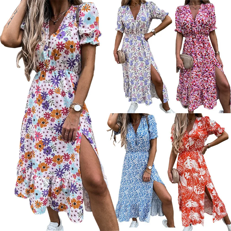 2021 Summer Floral Print Slim Long Shirt Dress Women V-neck Button Split Party Dress Autumn Long Sleeve Elastic Waist Maxi Dress
2021 Summer Floral Print Slim Long Shirt Dress Women V-neck Button Split Party Dress Autumn Long Sleeve Elastic Waist Maxi Dress