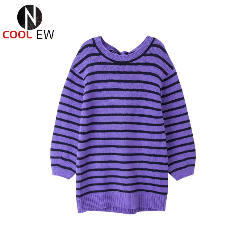 Ladies Wool Blend Purple Contrast Striped Knitted Sweater Jumper Features Back With Bow Ties - 2021 New Women Knit Pullover Top
Ladies Wool Blend Purple Contrast Striped Knitted Sweater Jumper Features Back With Bow Ties - 2021 New Women Knit Pullover Top
