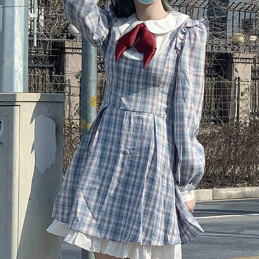 Japan Style 2021 Sweet Fashion Women's Dress Spring Summer Casual Lattice Splicing Bow Doll Collar Long Sleeve
Japan Style 2021 Sweet Fashion Women's Dress Spring Summer Casual Lattice Splicing Bow Doll Collar Long Sleeve