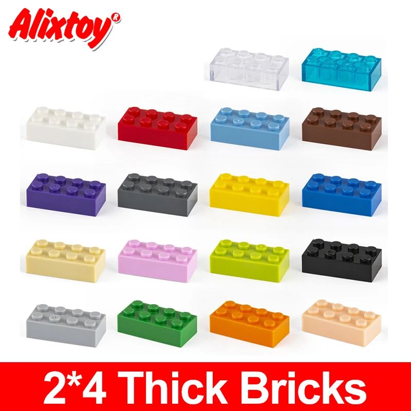 

40pcs DIY Building Blocks Thick Figures Bricks 2x4 Dots Educational Creative Size Compatible With 3001 Plastic Toys for Children