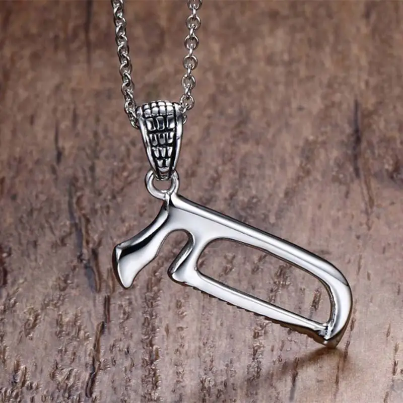 Saw Pedant Necklace Stainless Steel Vintage Spanner Casual Holiday Gift Whimsical Handy Man Tool Jewelry 23in | Украшения и