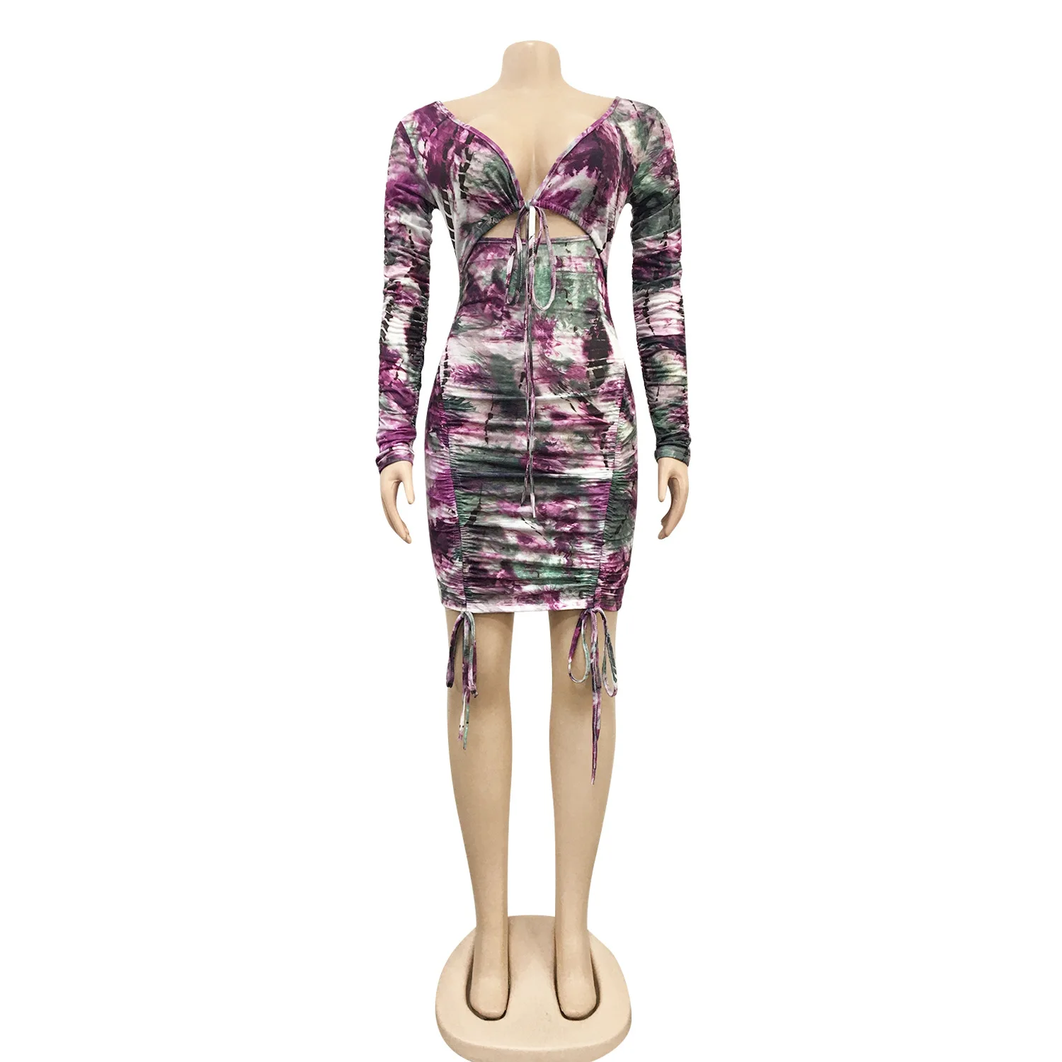 Deep V Neck Tie Drawstring Hip Mini Pencil Dresses Lady Club Party Backless Spring Autumn Sexy Floral Print Dress Women Vestidos
Deep V Neck Tie Drawstring Hip Mini Pencil Dresses Lady Club Party Backless Spring Autumn Sexy Floral Print Dress Women Vestidos