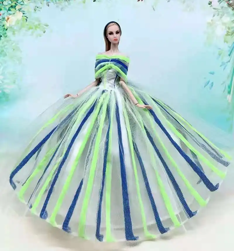 1/6 BJD Doll Clothes Blue Green Striped Princess Wedding Dresses for Barbie Clothes Party Gown Vestidos 30cm Dollhouse Accessory
1/6 BJD Doll Clothes Blue Green Striped Princess Wedding Dresses for Barbie Clothes Party Gown Vestidos 30cm Dollhouse Accessory