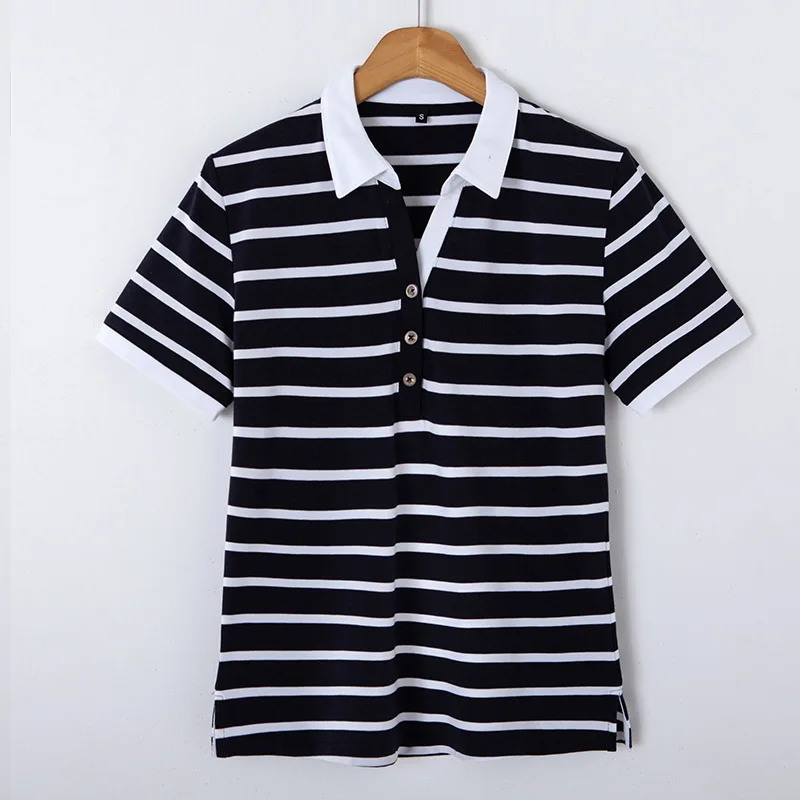 Factory Direct Sales of 2020 New Summer Striped Lapel Polo Shirts Women's Slim Wild Korean Version of the Top
Factory Direct Sales of 2020 New Summer Striped Lapel Polo Shirts Women's Slim Wild Korean Version of the Top