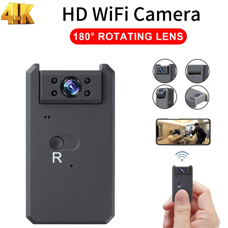 Mini Camera Wifi 4K HD Rotate 180 Degrees Wireless Smart Home Night Vision DVR Motion Detection Small Video Cam IP Camcordesr
Mini Camera Wifi 4K HD Rotate 180 Degrees Wireless Smart Home Night Vision DVR Motion Detection Small Video Cam IP Camcordesr