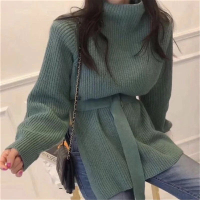 Elegant Tunic Belted Knitted Dress Women Autumn Winter Sweater Dress Fashion Korean Turtleneck Side Split Pullover Dress Vestido
Elegant Tunic Belted Knitted Dress Women Autumn Winter Sweater Dress Fashion Korean Turtleneck Side Split Pullover Dress Vestido