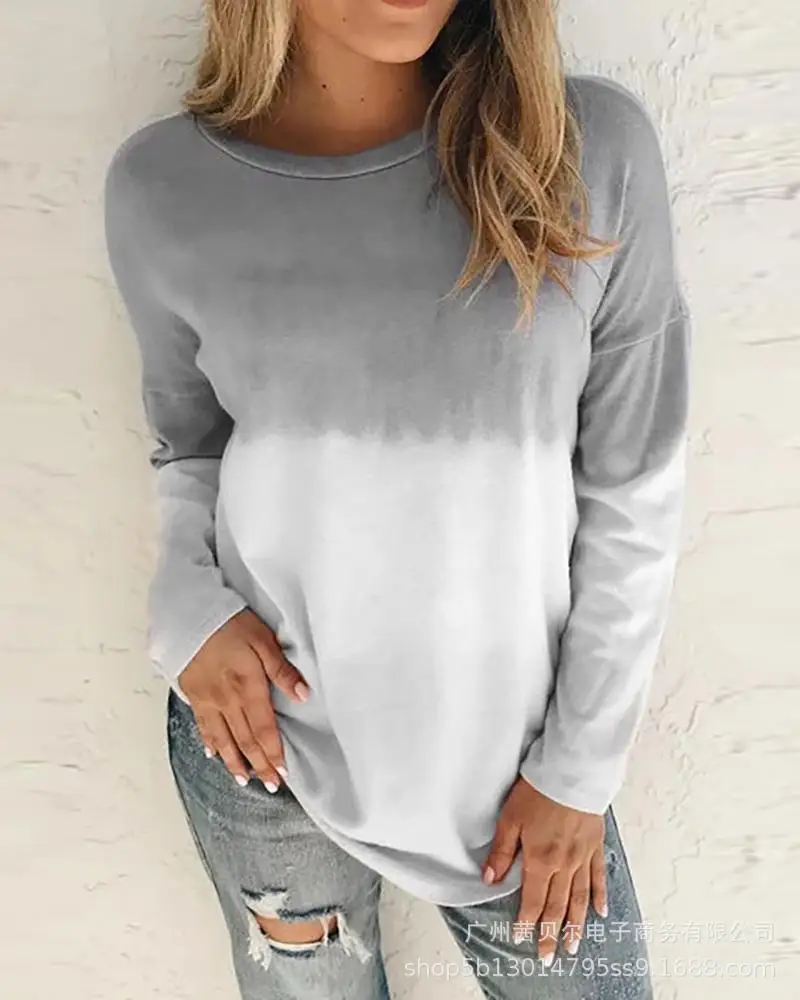 Women Sweater Spring and Autumn Loose Sports Home Pullover Round Neck Gray Gradient Long-sleeved Casual T-shirt
Women Sweater Spring and Autumn Loose Sports Home Pullover Round Neck Gray Gradient Long-sleeved Casual T-shirt