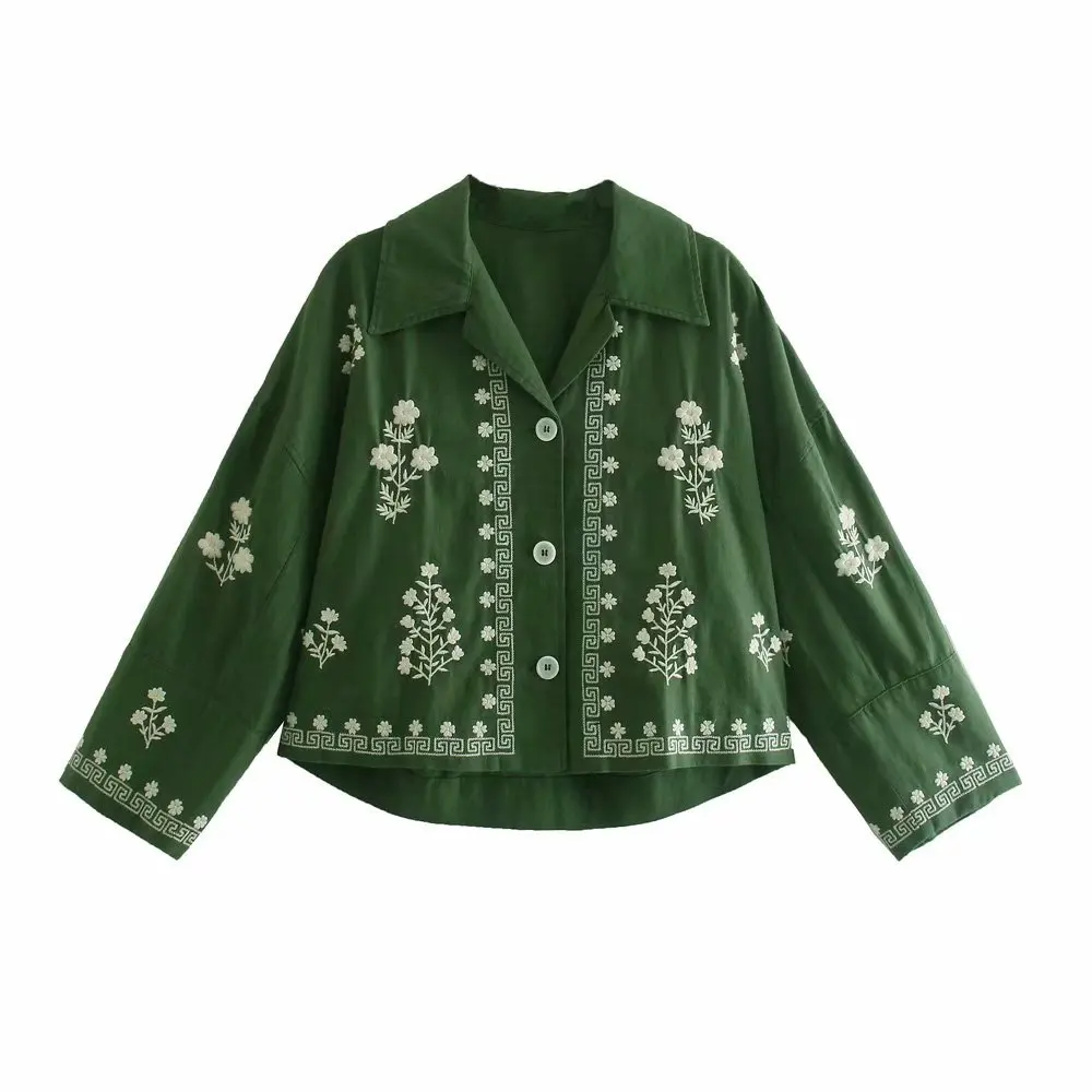 KRSB Autumn Women's Dark Green Lapel Single-Breasted Embroidered Linen Shirt Long-Sleeved Short Blouse Za Retro British Style
KRSB Autumn Women's Dark Green Lapel Single-Breasted Embroidered Linen Shirt Long-Sleeved Short Blouse Za Retro British Style