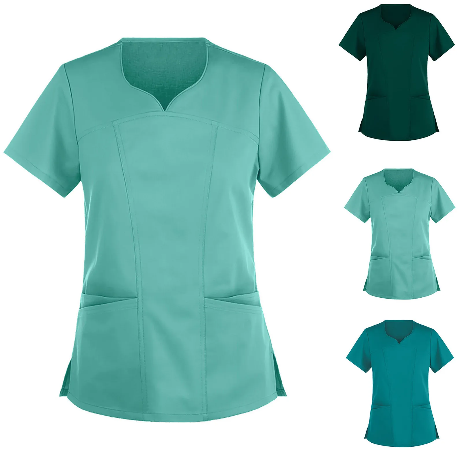 Рабочая Униформа медсестры Scrubs, однотонная блузка для кормящих, эластичная, с коротким рукавом, с V-образным вырезом и карманами, q5
Рабочая Униформа медсестры Scrubs, однотонная блузка для кормящих, эластичная, с коротким рукавом, с V-образным вырезом и карманами, q5