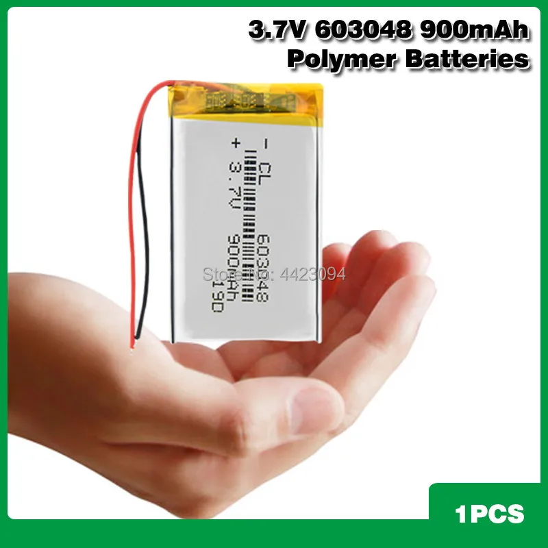 603048 3.7V 900mAh Battery Lithium Polymer Rechargeable Battery for driving recorder juicer MP3 MP4 bluetooth speaker
603048 3.7V 900mAh Battery Lithium Polymer Rechargeable Battery for driving recorder juicer MP3 MP4 bluetooth speaker