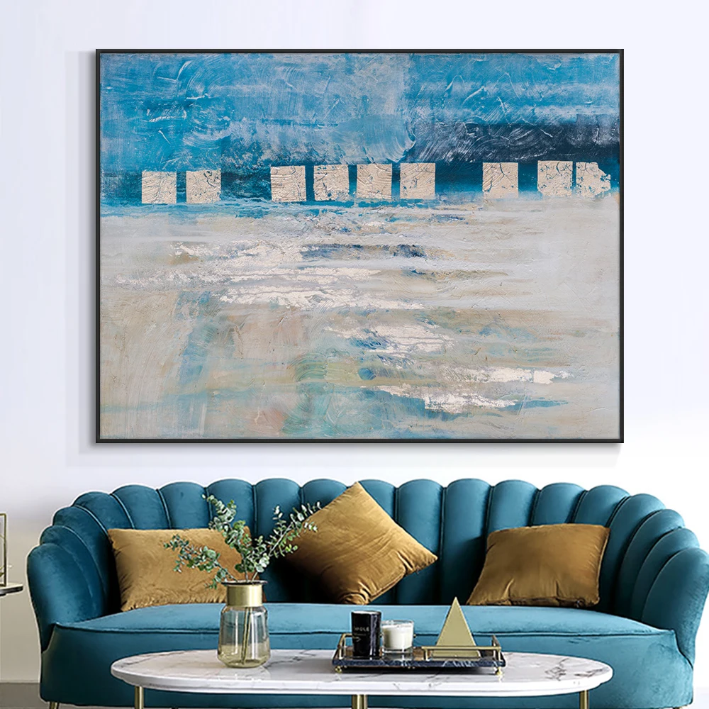 Abstract Blue Oil Painting With Gold Foils 100% Hand Painted On Canvas Modern New Wall Art Pictures For Living Room House Decor
Abstract Blue Oil Painting With Gold Foils 100% Hand Painted On Canvas Modern New Wall Art Pictures For Living Room House Decor
