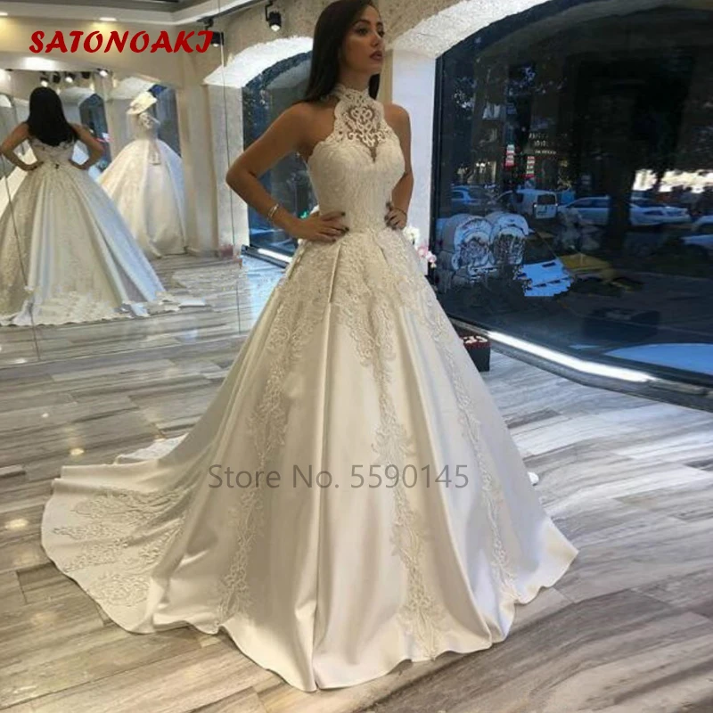 2020 Vintage Ball Gown Wedding Dress Satin High Neck Bridal Lace Appliques Modest Sweep Train Vestido De Novia Online Shop India
2020 Vintage Ball Gown Wedding Dress Satin High Neck Bridal Lace Appliques Modest Sweep Train Vestido De Novia Online Shop India