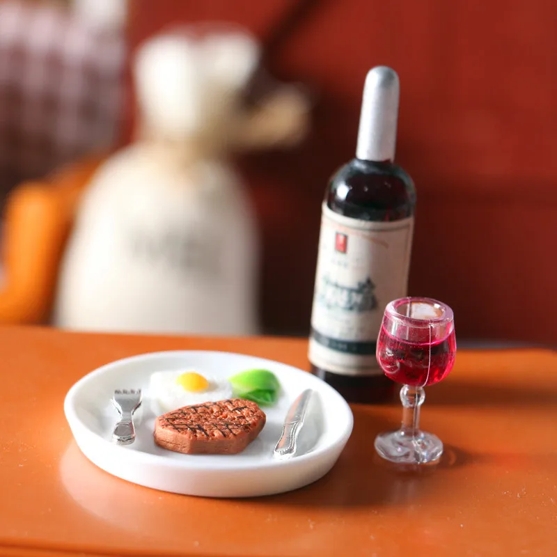 1 Set 1/12 Scale Miniature Wine Steak Pretend Food Set for Blyth OB11 1/6 BJD Dollhouse Kitchen Play Toys Accessories
1 Set 1/12 Scale Miniature Wine Steak Pretend Food Set for Blyth OB11 1/6 BJD Dollhouse Kitchen Play Toys Accessories
